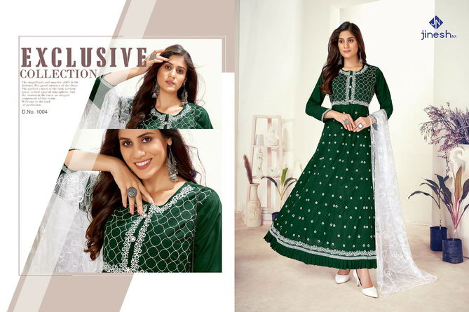 RIM ZIM Latest Fancy Wear Silk Long Kurtis With Dupatta Collection